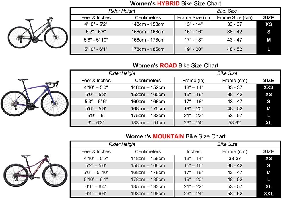 Womens Bike Measurements
