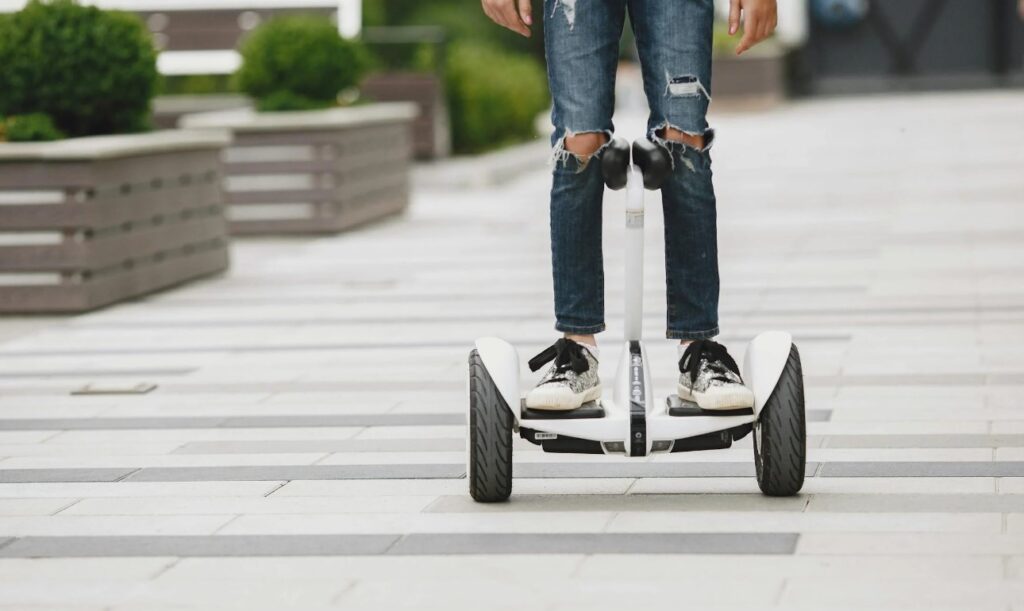 riding on a hoverboard